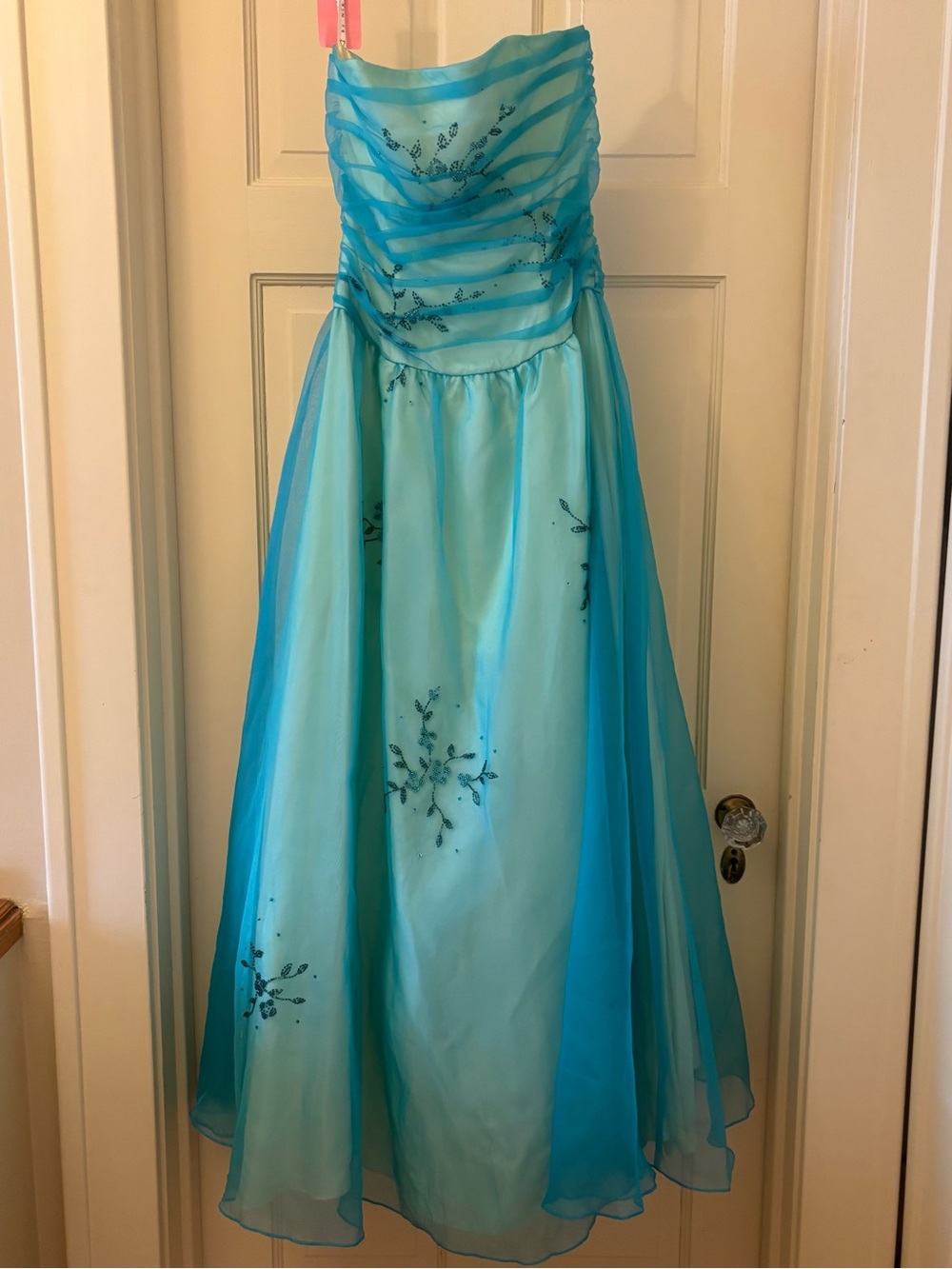 Strapless Aqua Blue Formal Dress